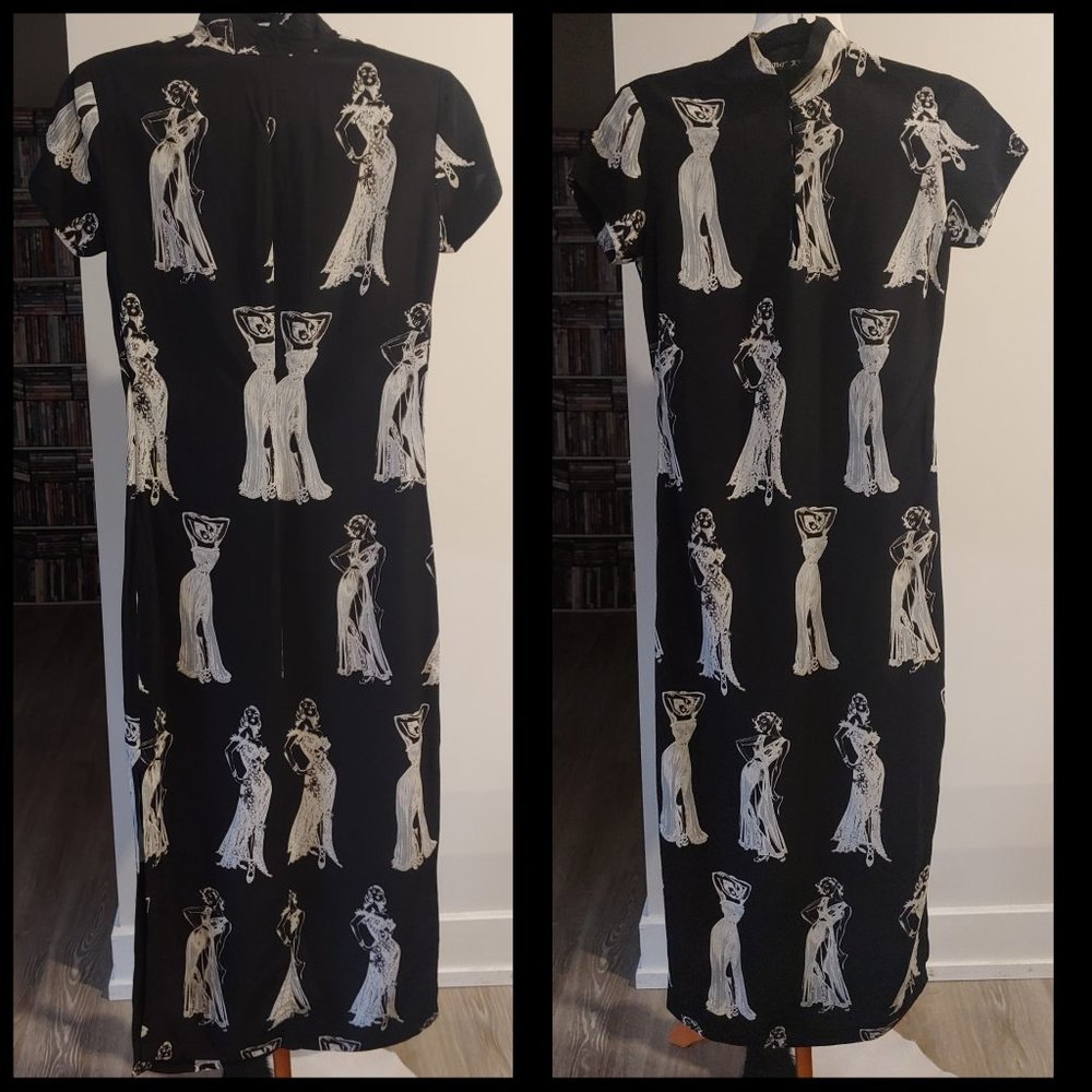 RARE Betsey Johnson 1994 Cheongsam Pin Up Girl Dress XS 90s vintage